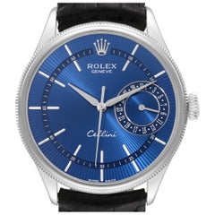 Rolex Cellini Date Weißgold Blaues Zifferblatt Herrenuhr 50519 Kartenetui