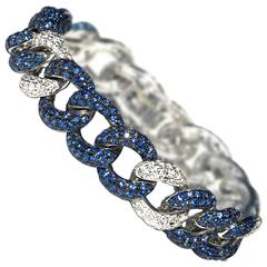 Sapphire Diamond Gold Curb Link Bracelet 1