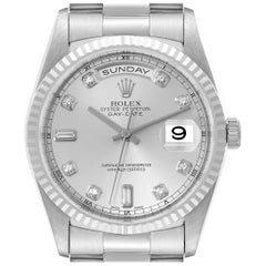 Retro Rolex President Day-Date White Gold Diamond Dial Mens Watch 18239