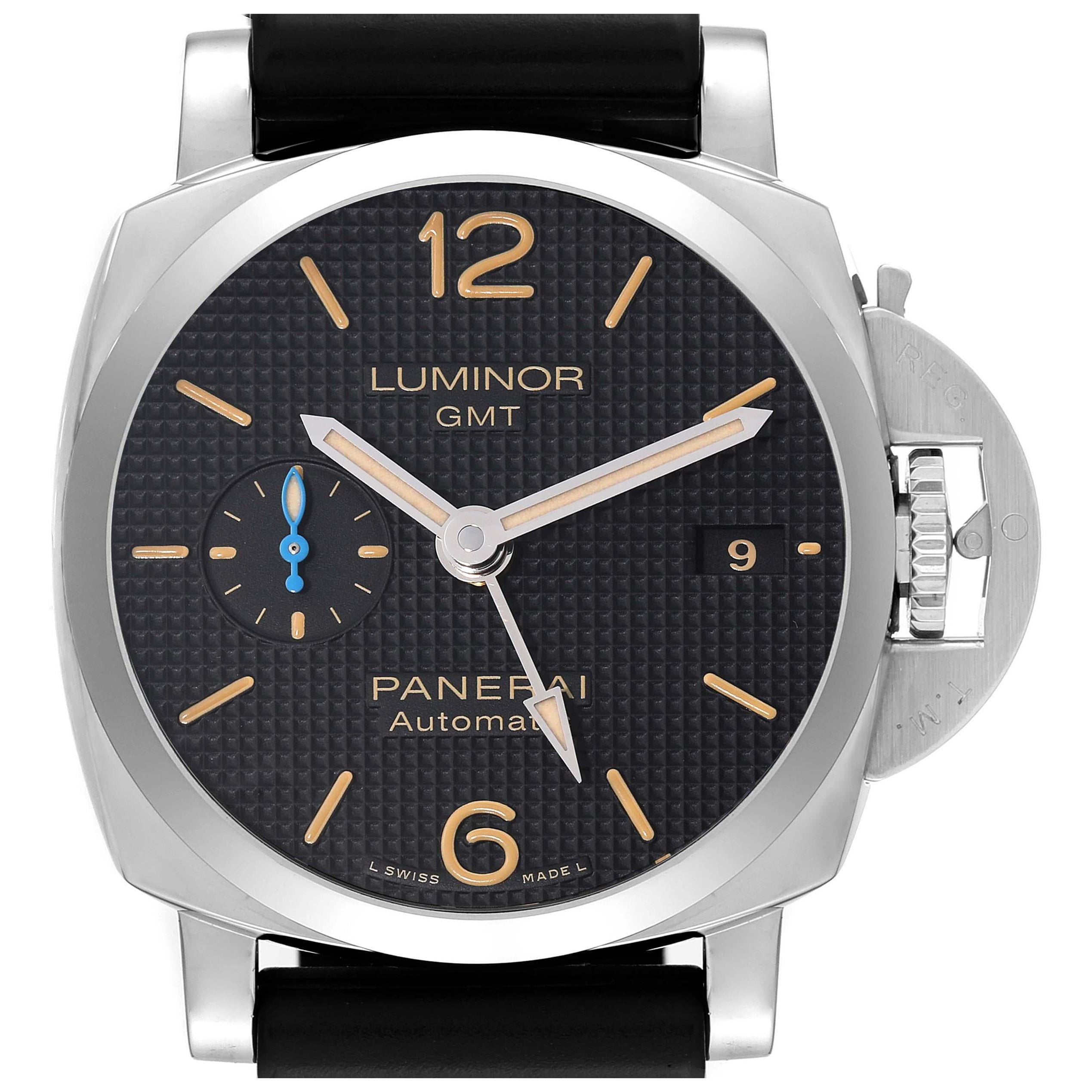 Panerai Luminor 1950 GMT 42mm Steel Mens Watch PAM01535 Papers For Sale