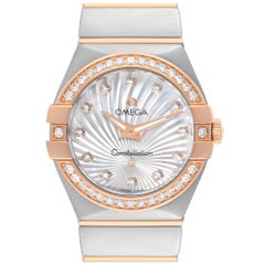 Used Omega Constellation 27 Steel Rose Gold MOP Diamond Watch 123.25.27.60.55.002