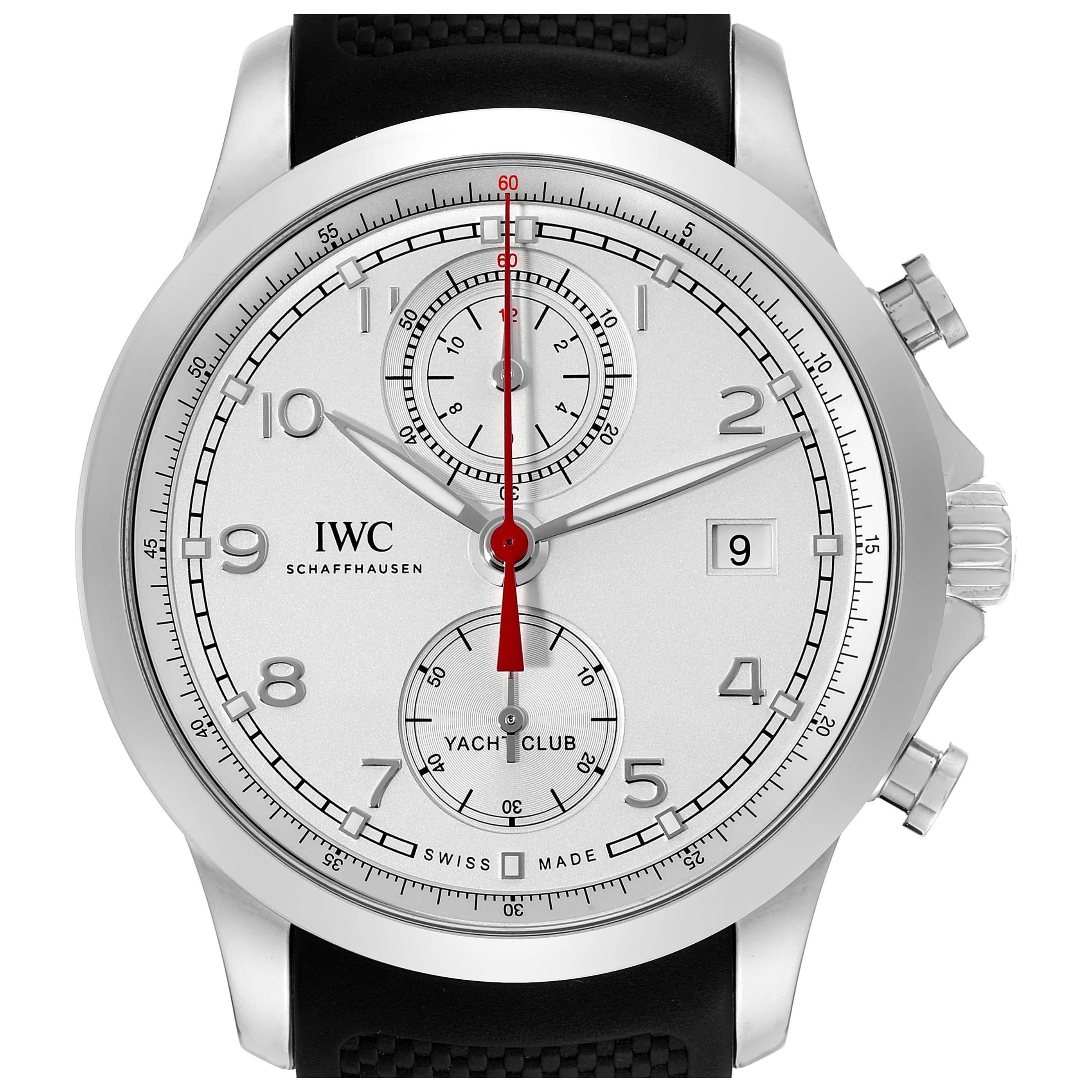 IWC Portuguese Yacht Club Chronograph Steel Mens Watch IW390502 Box Card For Sale