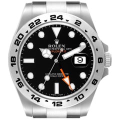 Used Rolex Explorer II 42 Black Dial Orange Hand Steel Mens Watch 216570 Box Card