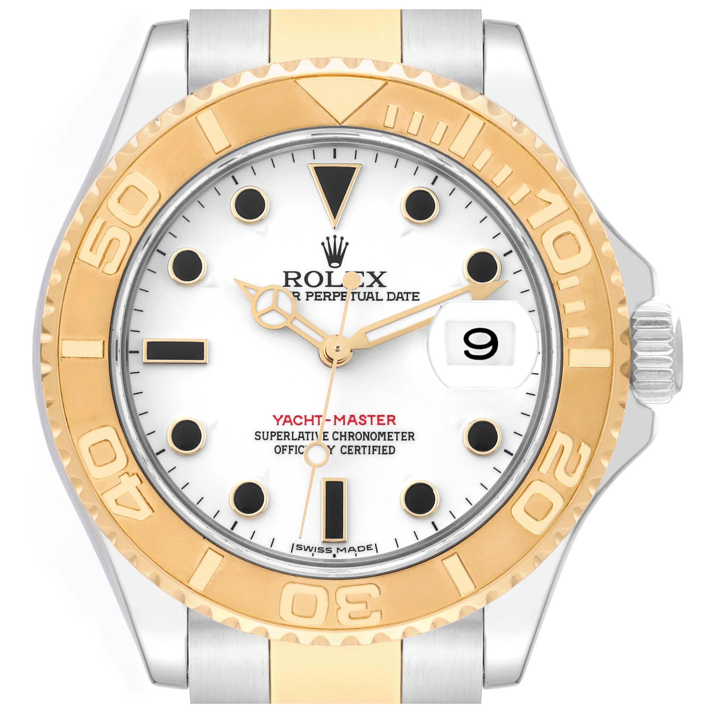 Rolex Yachtmaster Steel Yellow Gold White Dial Mens Watch 16623 Box Papers