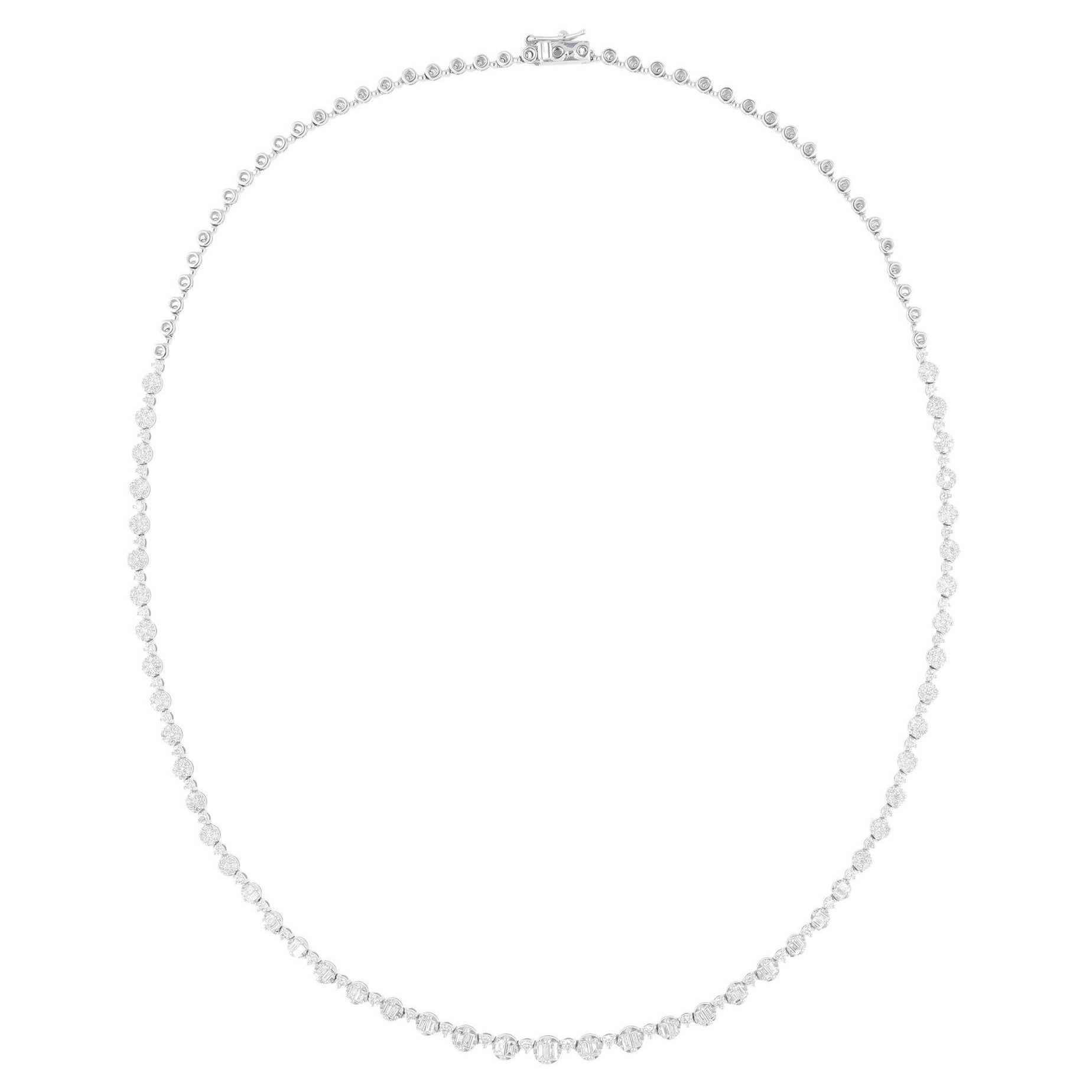 Natural SI Clarity HI Color Diamond Fine Necklace 14 Karat White Gold Jewelry