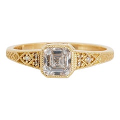 Schillernder 18 Karat Gelbgold natürlicher Diamant Vintage-Ring mit/1,05 Karat - GIA 