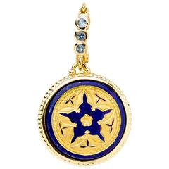 Lapis Lazuli Star Pendant with Gold Bezel 8