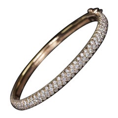 Pulsera brazalete con pavé de diamantes de 3 quilates Oro rosa de 18k