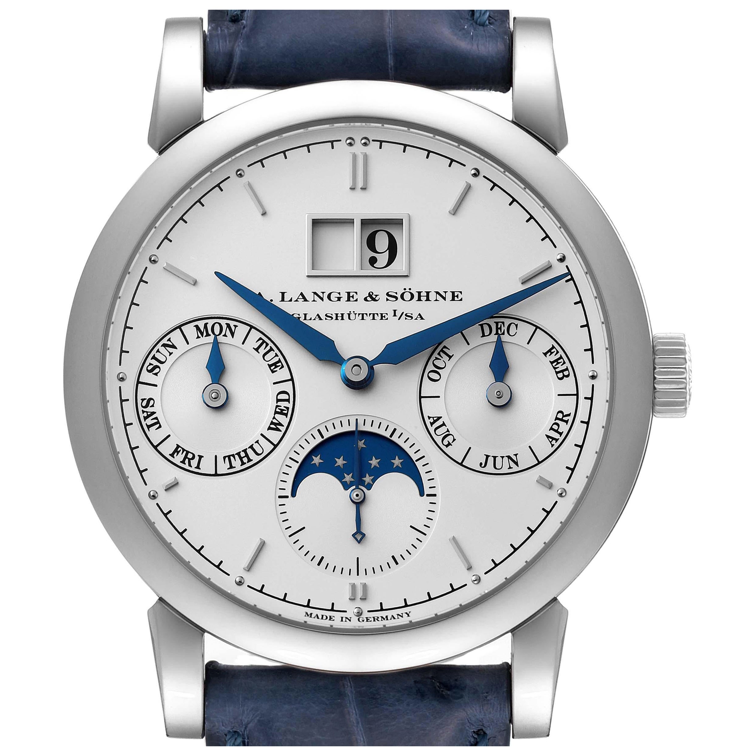 A. Lange and Sohne Saxonia Annual Calendar White Gold Mens Watch 330.026 For Sale