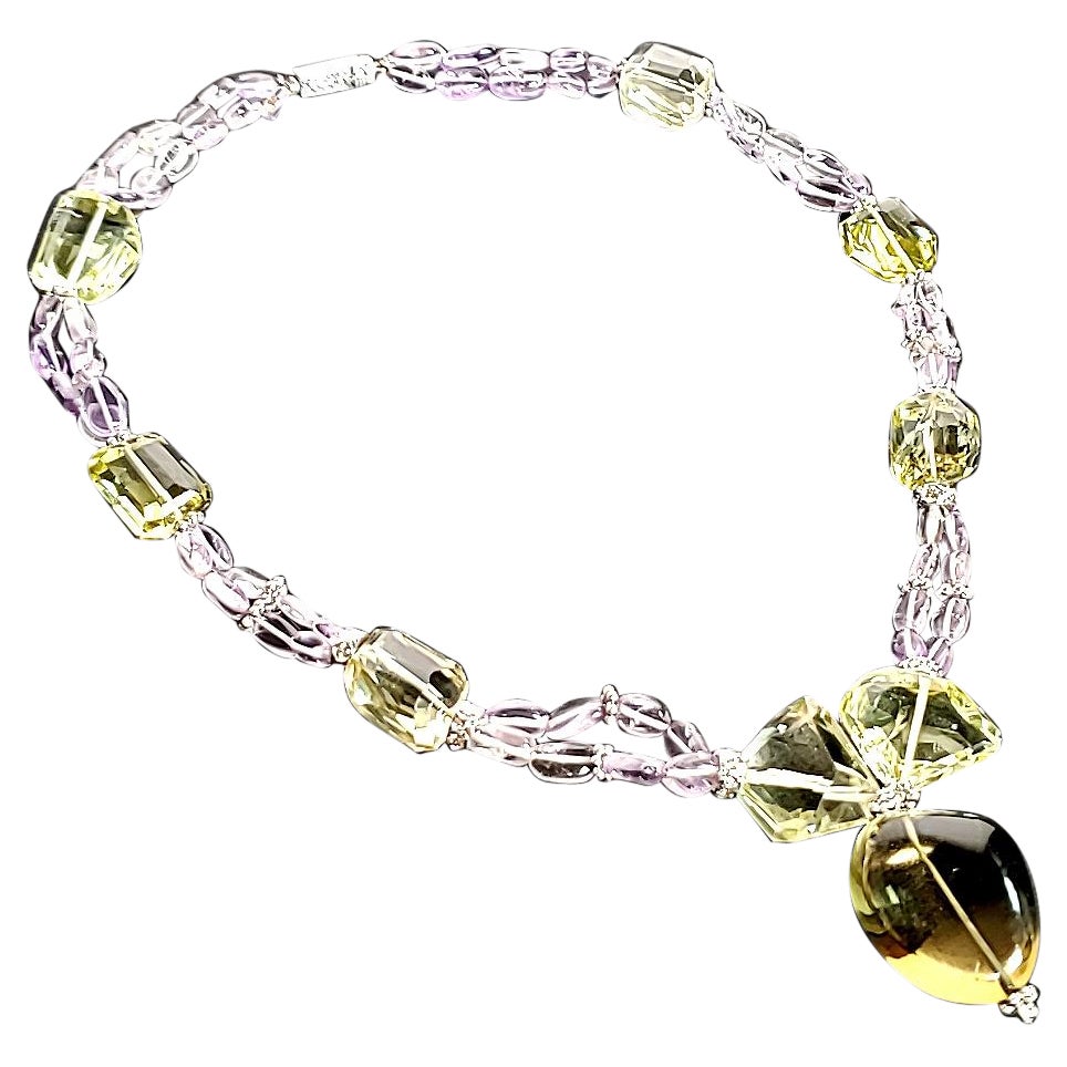 Collana di quarzo limone 175,75 carati e ametista