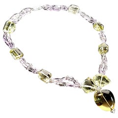 Lemon Quartz Cts 175.75 and Amethyst Necklace