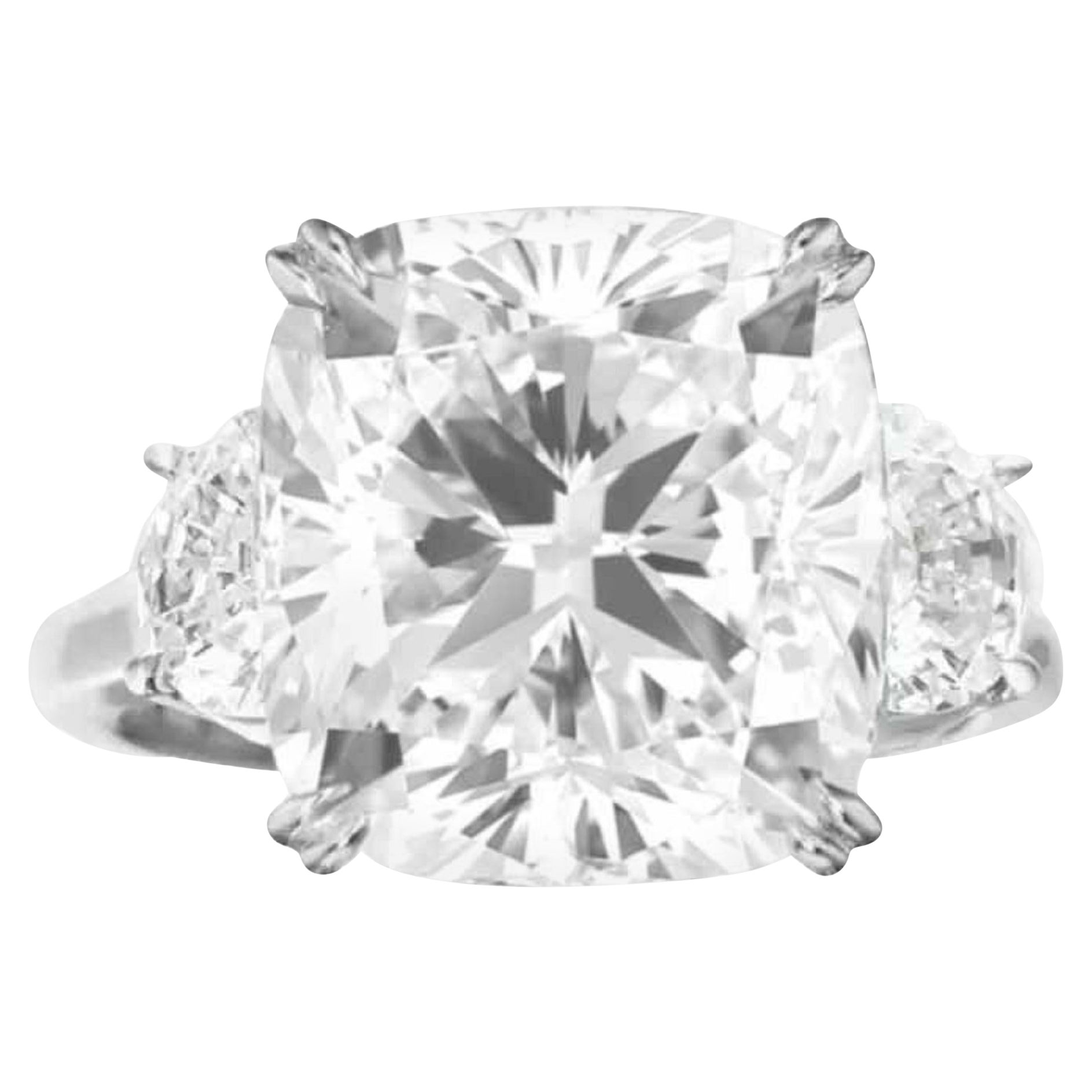 GIA Certified 10 Carat G Color VVS2 Cushion Cut Diamond Platinum Ring For Sale