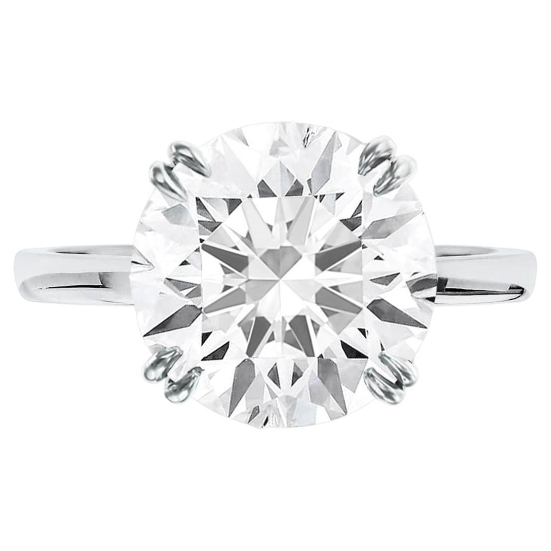 GIA Certified 3 Carat Round Brilliant Cut Diamond Ring 18K White Gold For Sale