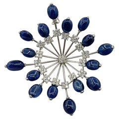 Vintage Zydo 16 Sapphire 68 Diamond Pendant Necklace 3.25 Inches 18 Karat White Gold
