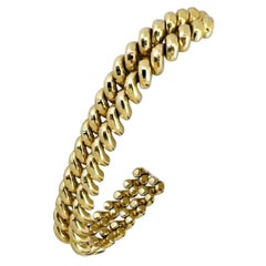 Bracelet San Marco à deux rangs facettés en or jaune 14 carats