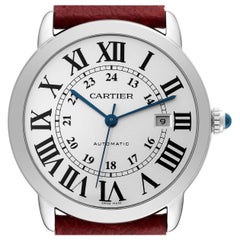 Cartier Ronde Solo XL Silver Dial Steel Mens Watch W6701010 Box Papers