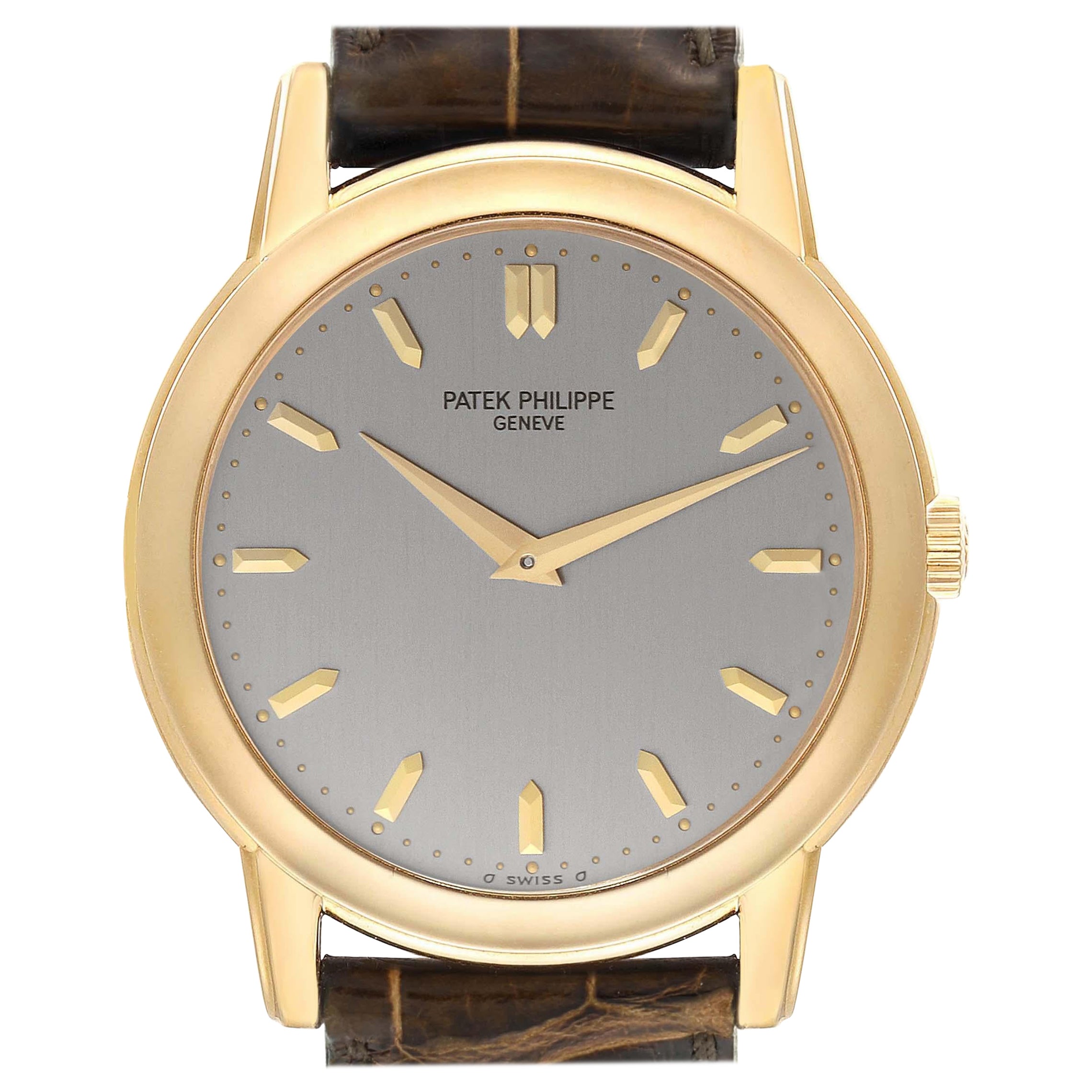 Patek Philippe Calatrava Yellow Gold Silver Dial Mens Watch 5032 For Sale