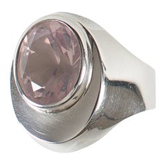 AJD Rose Quartz Bezel Set in Handmade Sterling Silver Ring