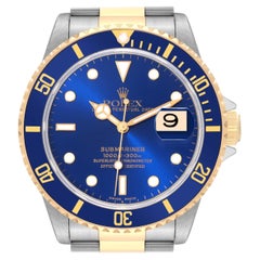 Rolex Submariner Blue Dial Steel Yellow Gold Mens Watch 16613 Box Papers