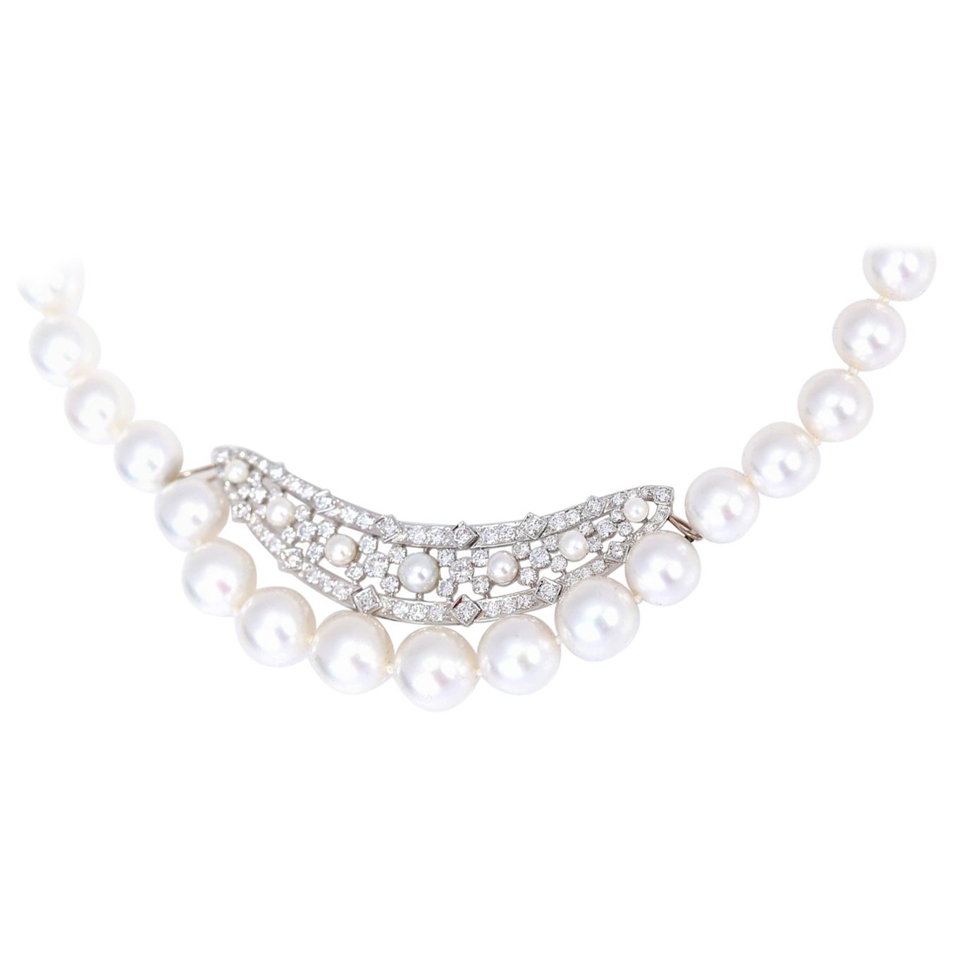 Pearls Diamonds 2.5 Carat Necklace AAA Quality, 2020 For Sale
