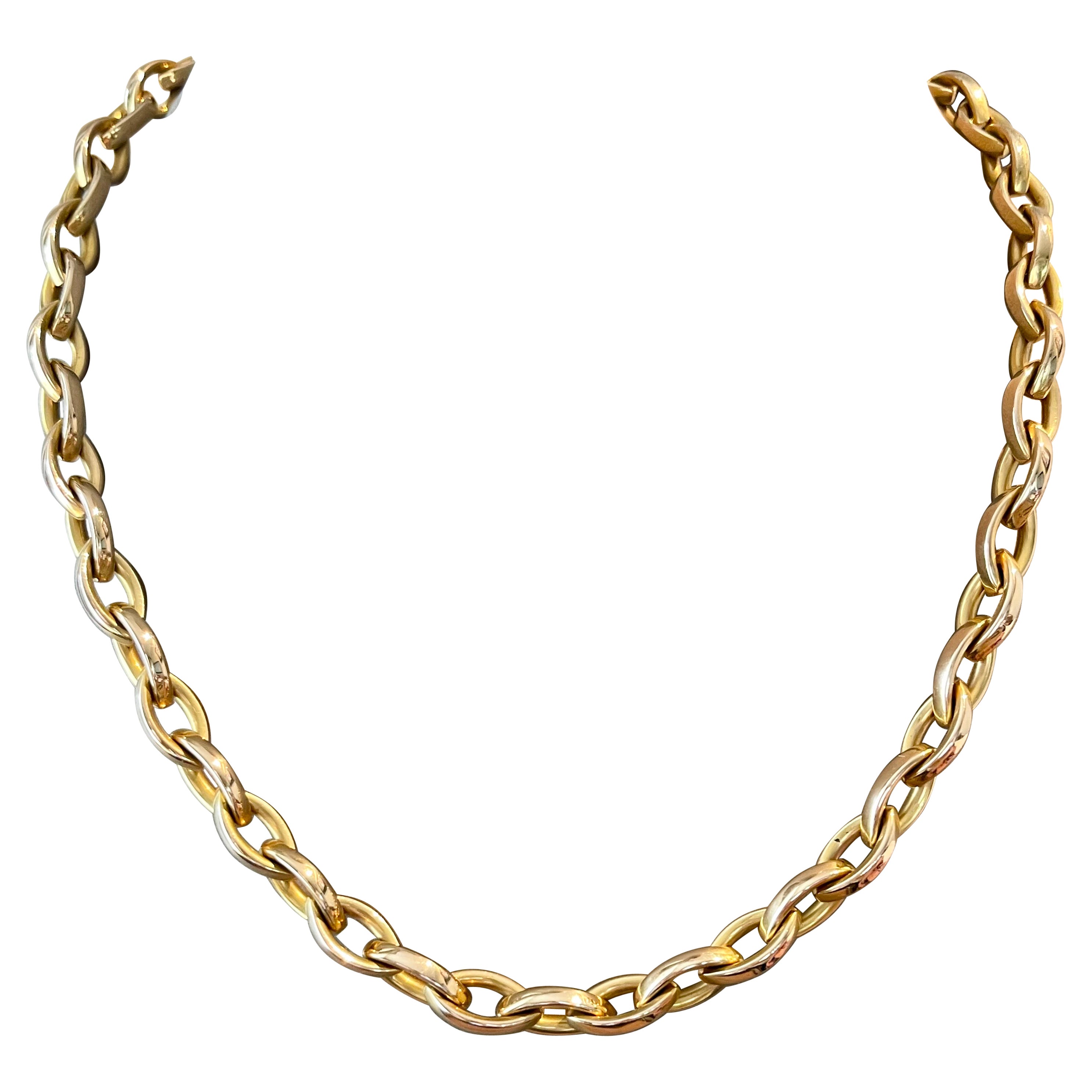 Italienische 18 K Rose Gold Link Halskette im Angebot