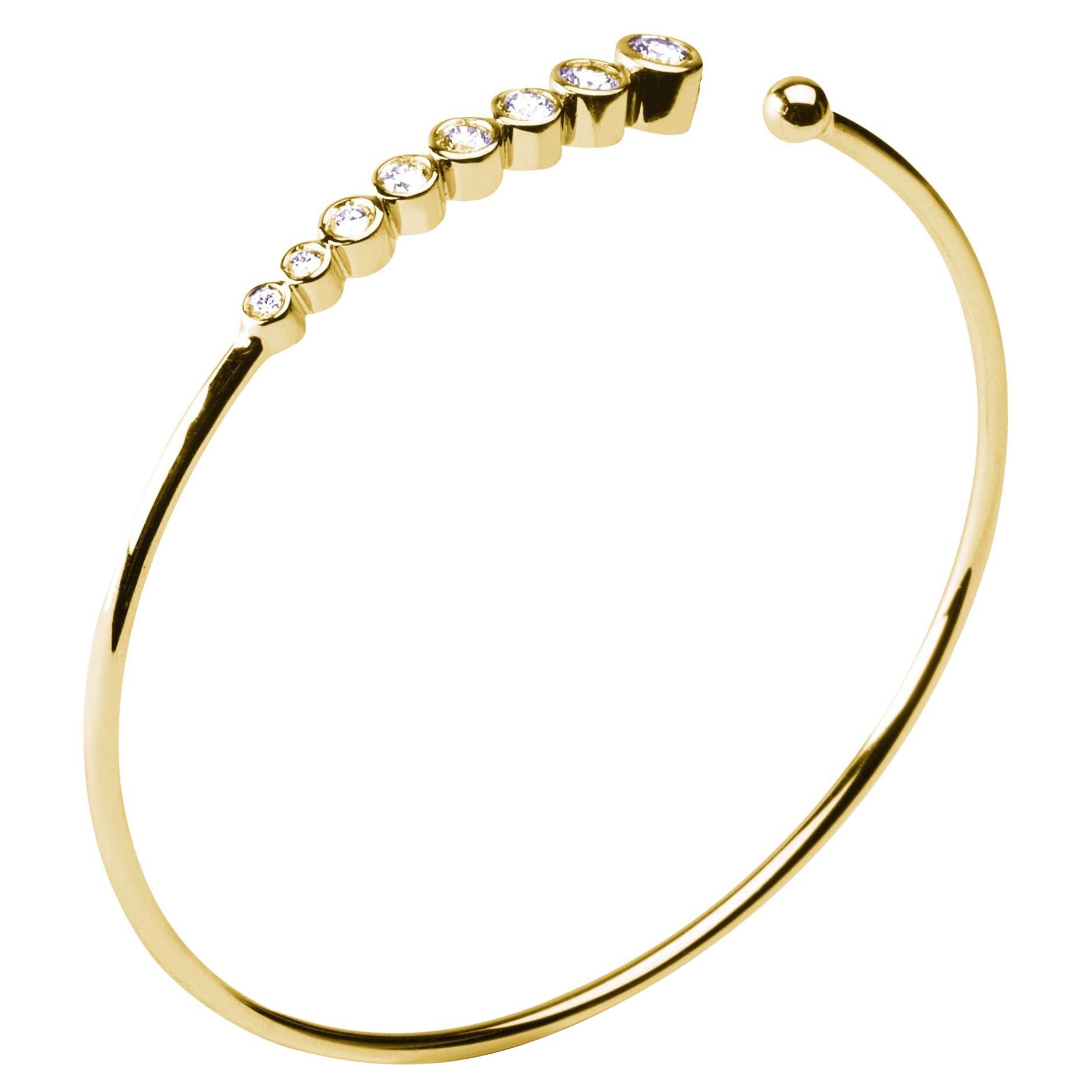 Alex Jona White Diamond 18 Karat Yellow Gold Bangle Bracelet For Sale