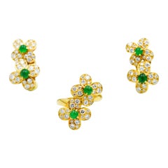 Vintage Van Cleef & Arpels Paris emeralds Diamond Earrings and Ring