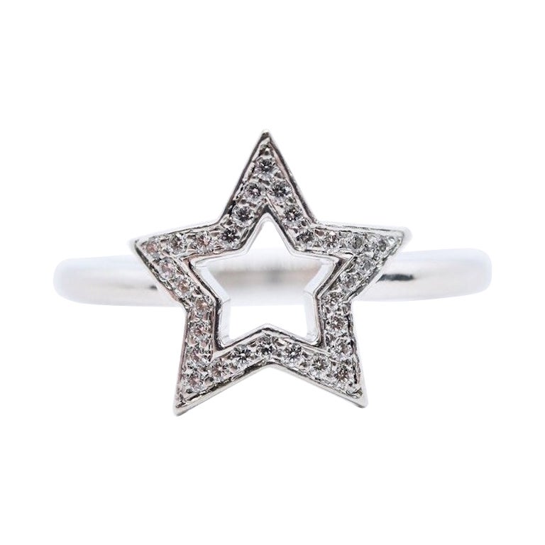 Authentic Tiffany & Co 0.15ctw Diamond Star Ring in Platinum Vintage For Sale