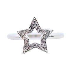 Authentique bague étoile Tiffany & Co en platine vintage avec diamants 0,15 carat