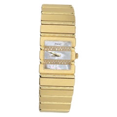 Amazing 18K Yellow Piaget Polo With Factory Mother Of Pearl & Diamond Dial