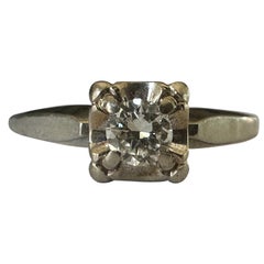 Retro Mid-Century Diamond Solitaire Engagement Ring 