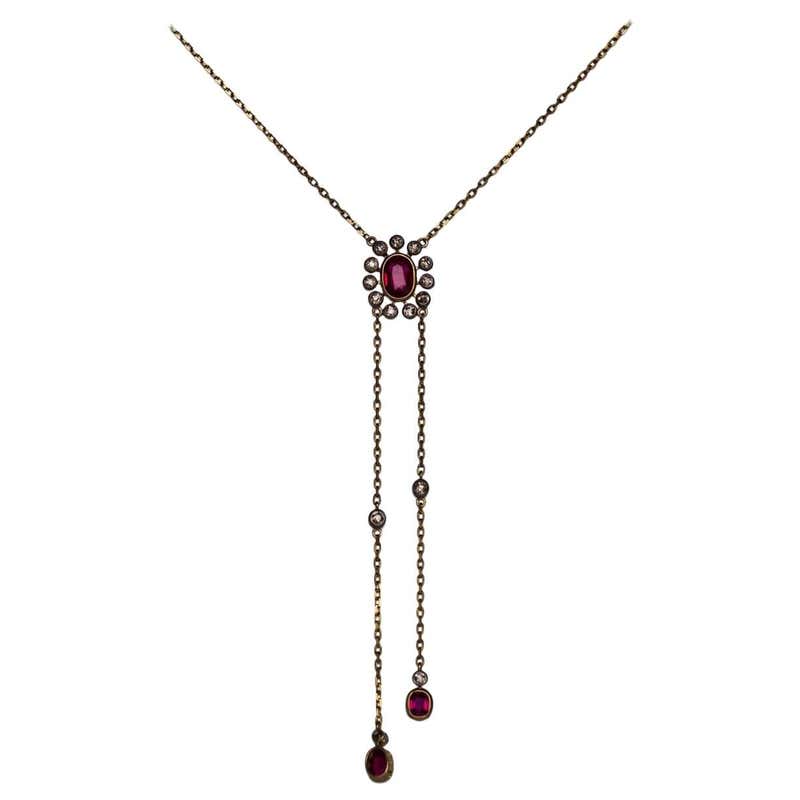 Victorian Ruby Rose Cut Diamond Gold "Saint Esprit" Dove Necklace at ...