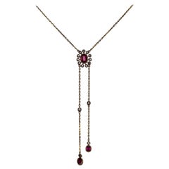 1890s Victorian Diamond Gold and Synthetic Ruby Necklace