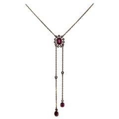 1890s Victorian Diamond Gold and Synthetic Ruby Necklace 9