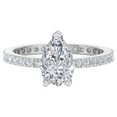 SI Clarity HI Color Solitaire Pear Diamond Wedding Fine Ring 14 Karat White Gold