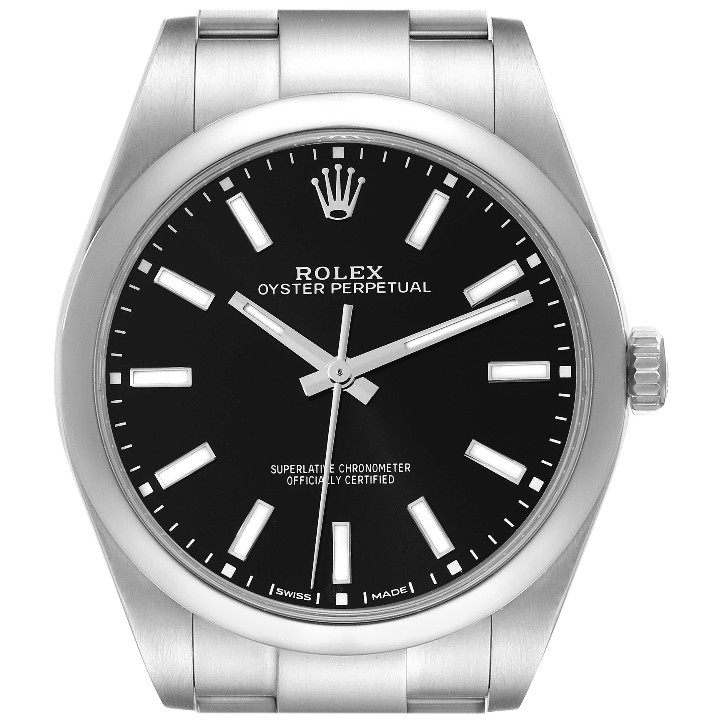 Rolex Oyster Perpetual 39 Black Dial Steel Mens Watch 114300 Box Card
