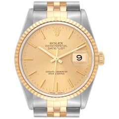 Used Rolex Datejust 36 Steel Yellow Gold Champagne Dial Mens Watch 16233