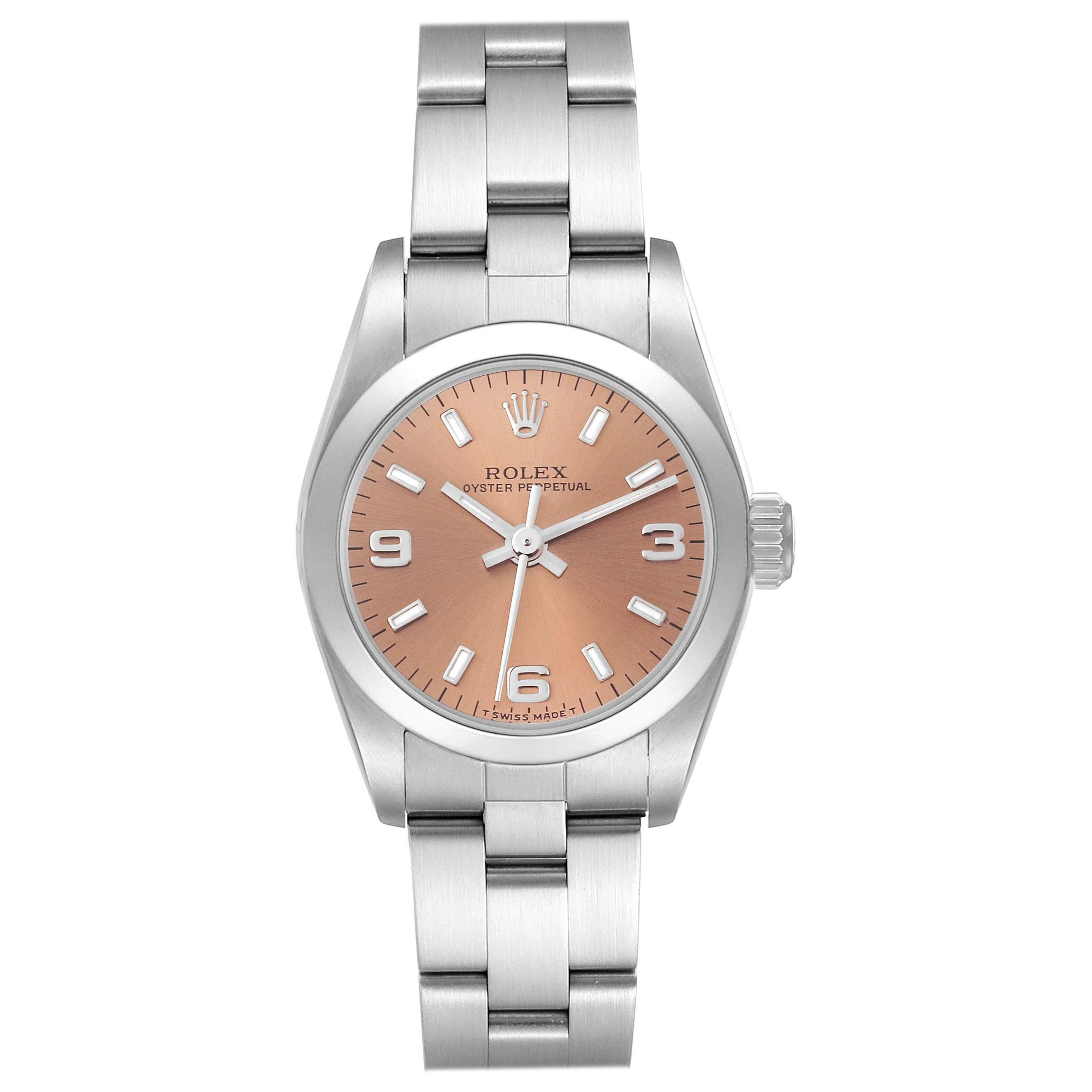 Rolex Oyster Perpetual Nondate Steel Salmon Dial Ladies Watch 67180