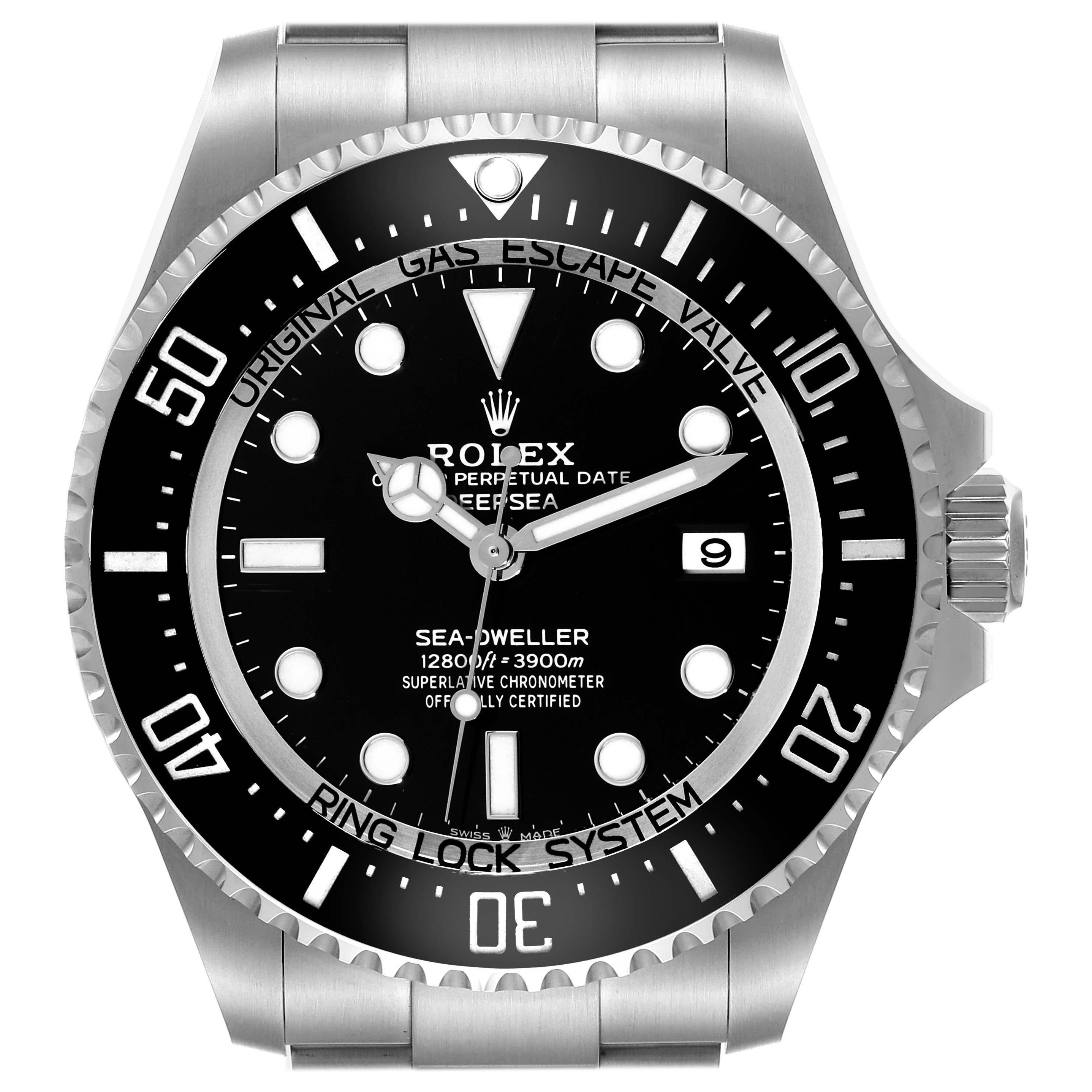 Rolex Seadweller Deepsea 44 Black Dial Steel Mens Watch 136660 Card For Sale