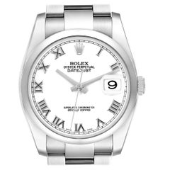 Rolex Datejust White Roman Dial Steel Mens Watch 116200 Box Card