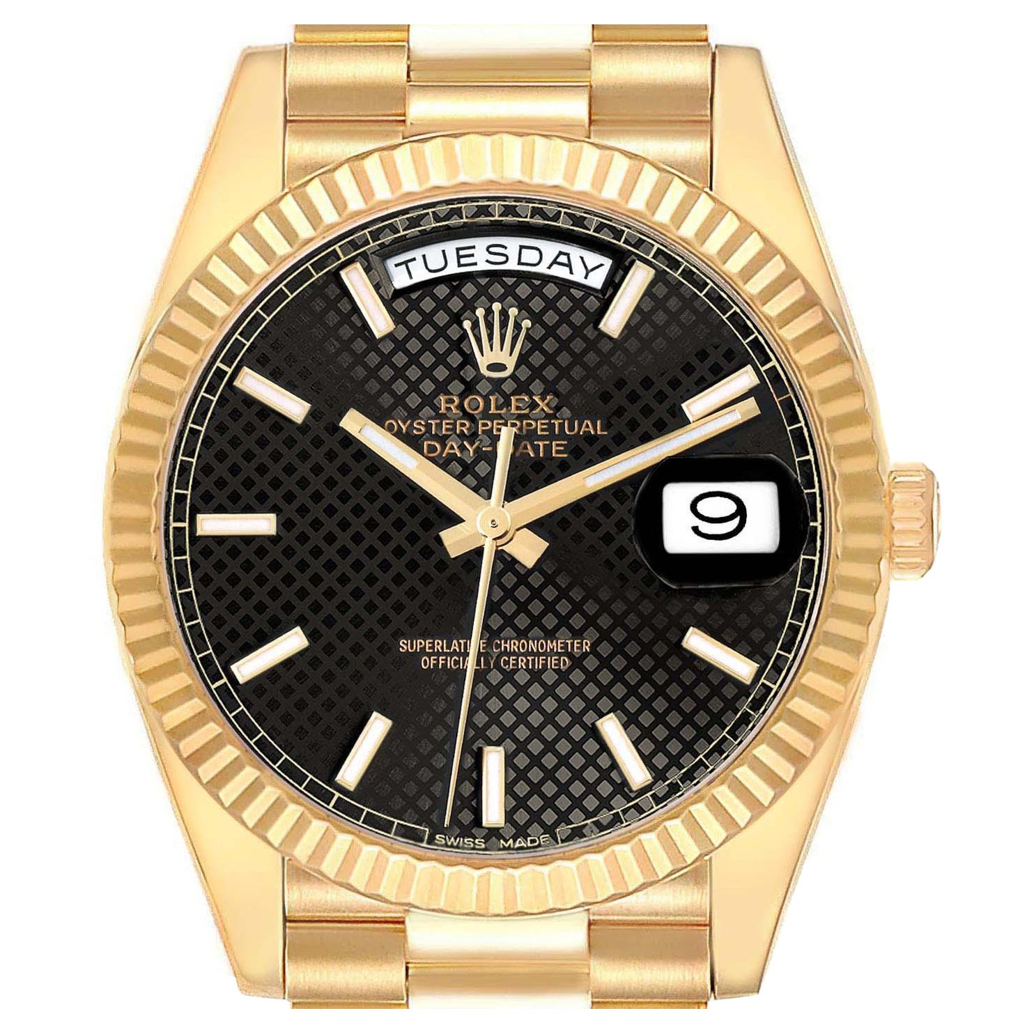 Rolex President Day-Date 40 Black Dial Yellow Gold Mens Watch 228238 en vente