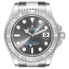 Used Rolex Yachtmaster Steel Platinum Bezel Rhodium Dial Mens Watch 126622 Card