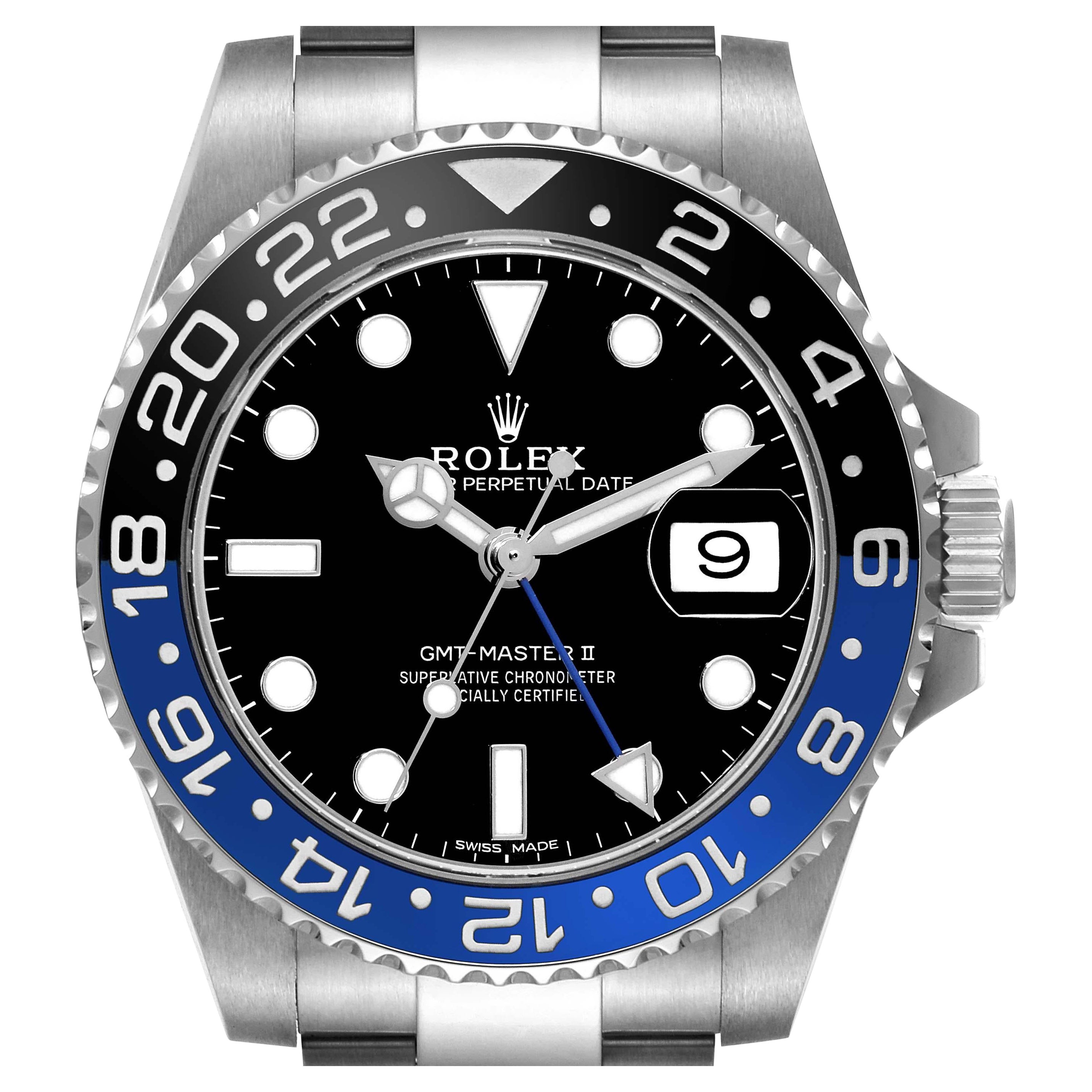 Rolex GMT Master II Black Blue Batman Bezel Steel Mens Watch 116710 Card