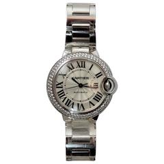Brand New, Never worn Cartier Ballon Bleu 18K White Gold and Diamond Watch