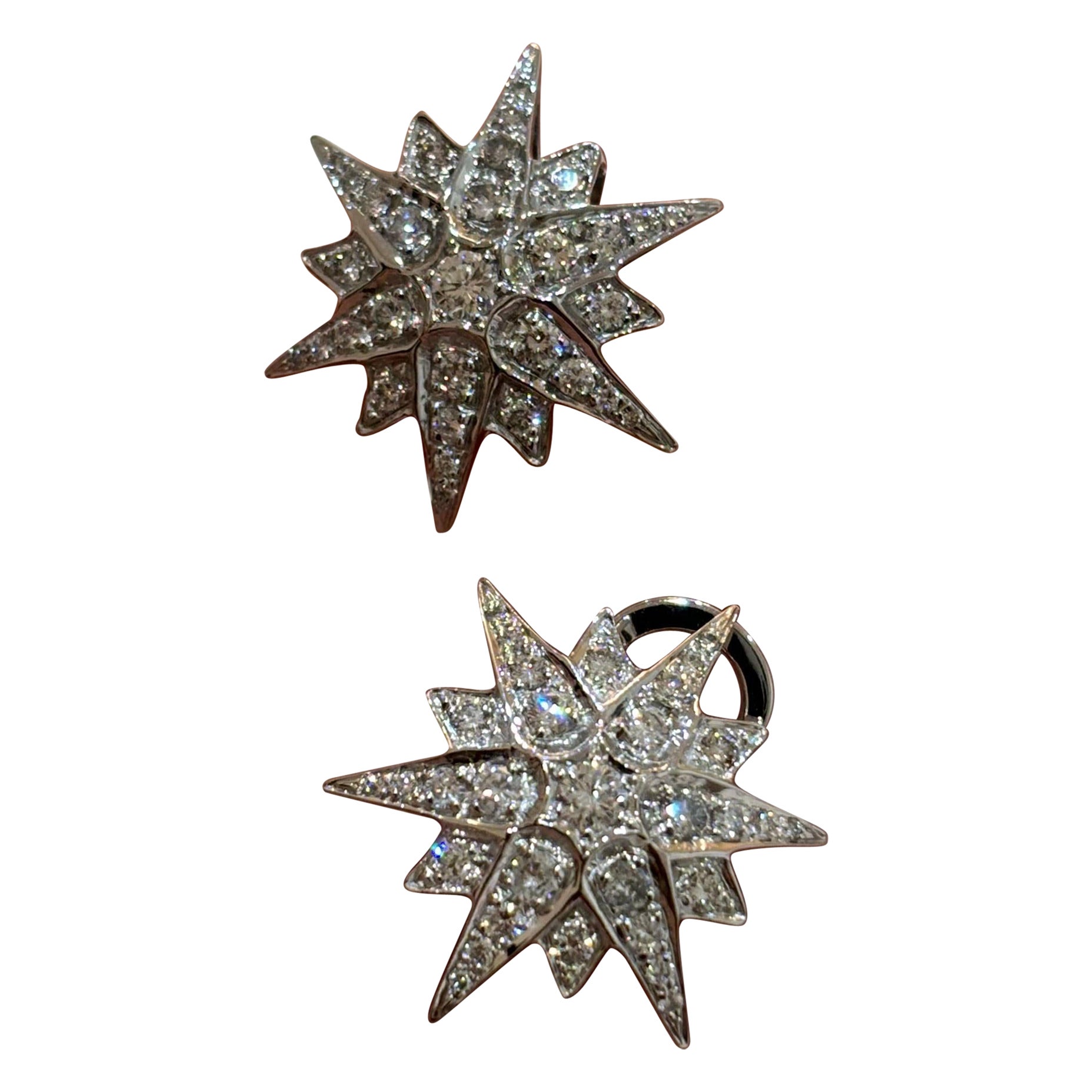 Boucles d'oreilles en or et diamant en forme d'étoile en vente