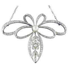 Pearl Diamond Platinum Belle Epoque Necklace circa 1910 1