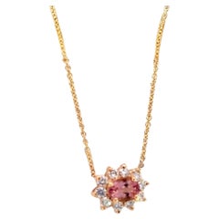 Natural Tourmaline Diamond Pendant Necklace 18" 14k YG 1.40 TCW Certified