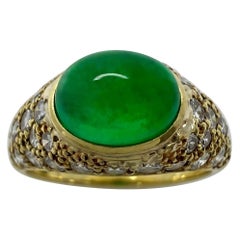 Rare Vintage Van Cleef & Arpels 2 Carat Emerald And Diamond Cocktail Dome Ring