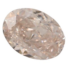 0.42 Carat Light Pink Brown Oval Cut Diamond SI2 Clarity GIA Certified