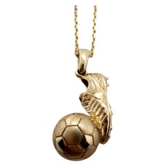 Pendentif ballon de foot or jaune 14KT MENS soccer messi ronaldo clits pendentif 